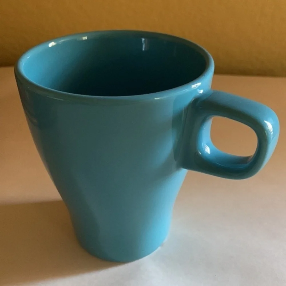 4” blue Ikea coffee cup tea glass mug new